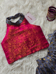 Pink & Grey Lehenga Set