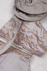 Grey Silk Indo Western Coord Set