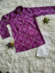 Bandhini Kurta Set - Purple