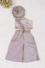Grey Silk Indo Western Coord Set