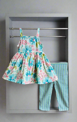 Floral Sleeveless Style Coord Set - Blue