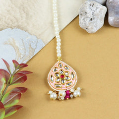 Kundan studded Tikka - Pink