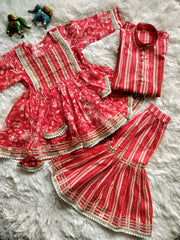 Hand emroidered Floral Sharara Set