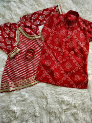 Bandhini Kurta Set - Red