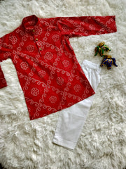 Bandhini Kurta Set - Red