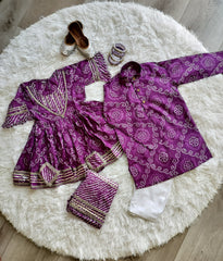 Bandhini Kurta Set - Purple