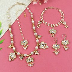 Kundan Stone Lotus Jewellery Set