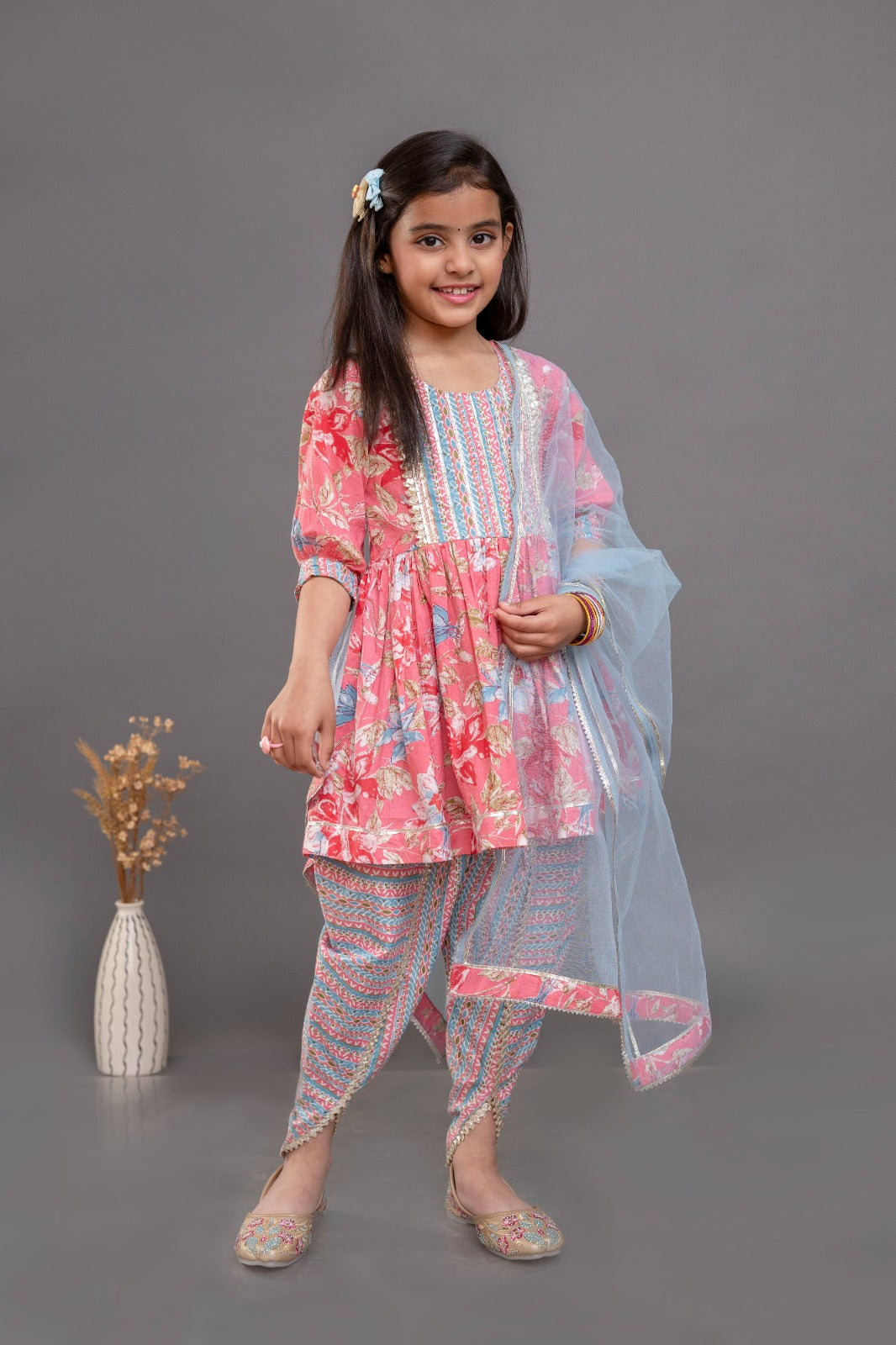 Boutique Floral Kurti with Tulip Pants
