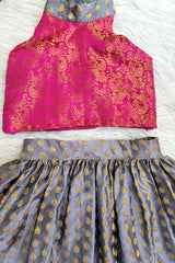 Pink & Grey Lehenga Set