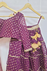 Wine Foil Printed Lehenga Set