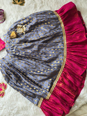 Pink & Grey Lehenga Set