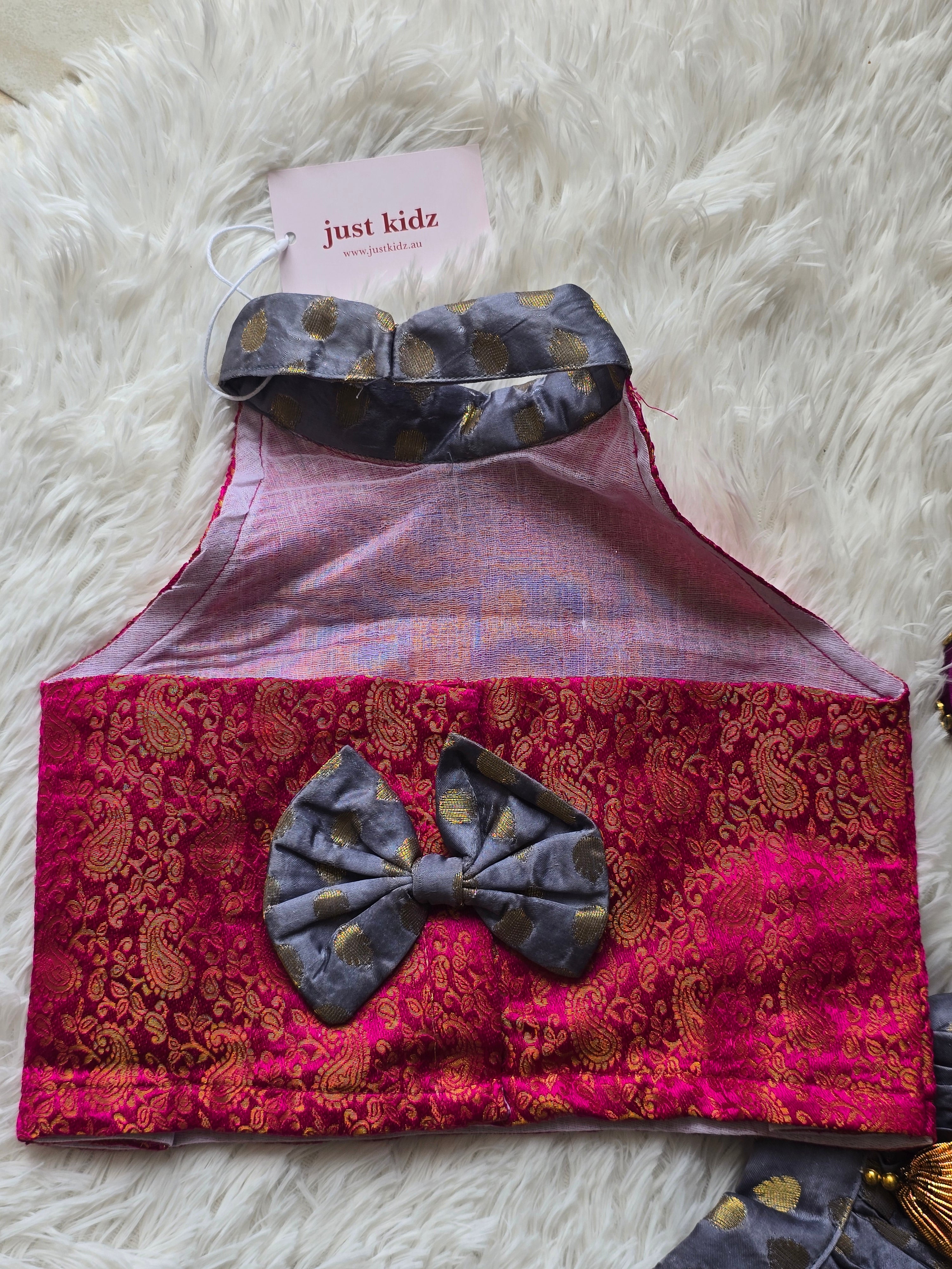 Pink & Grey Lehenga Set