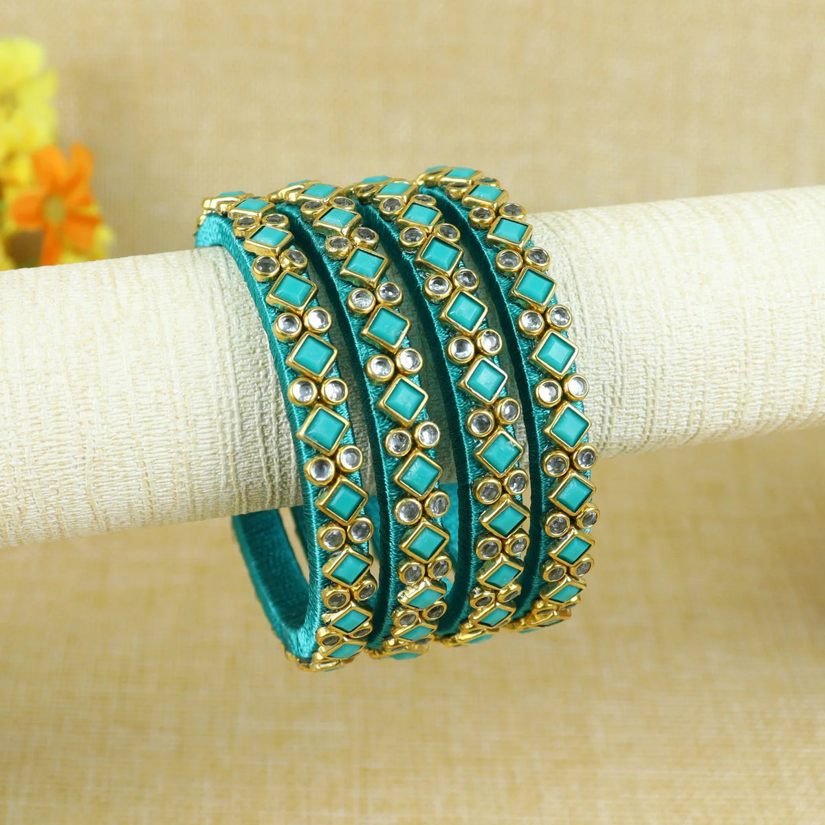 Silk Thread Bangles for Kids- Teal