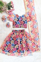Colorful Organza Print Lehenga