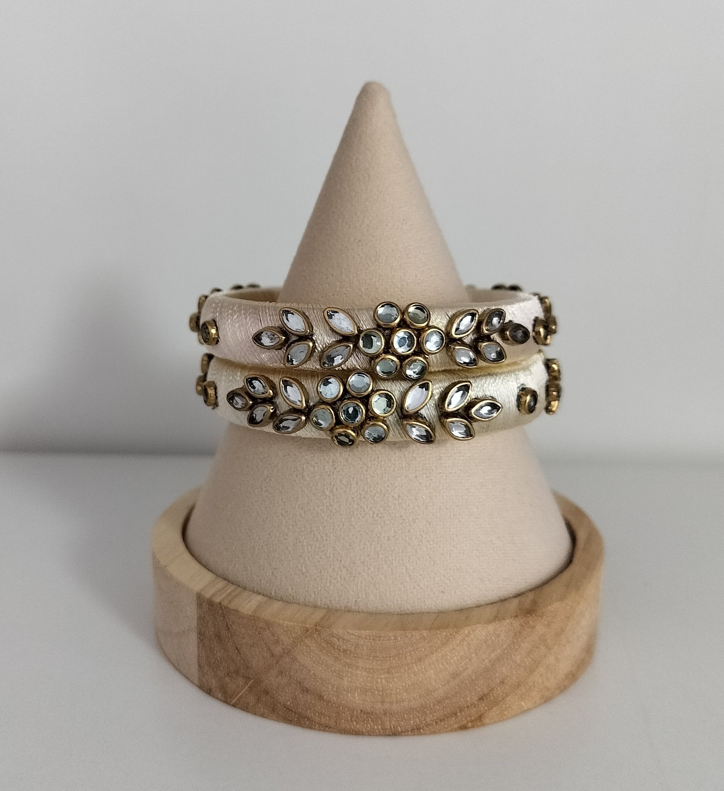 Silk Thread  Kundan Bangles - Set of 2