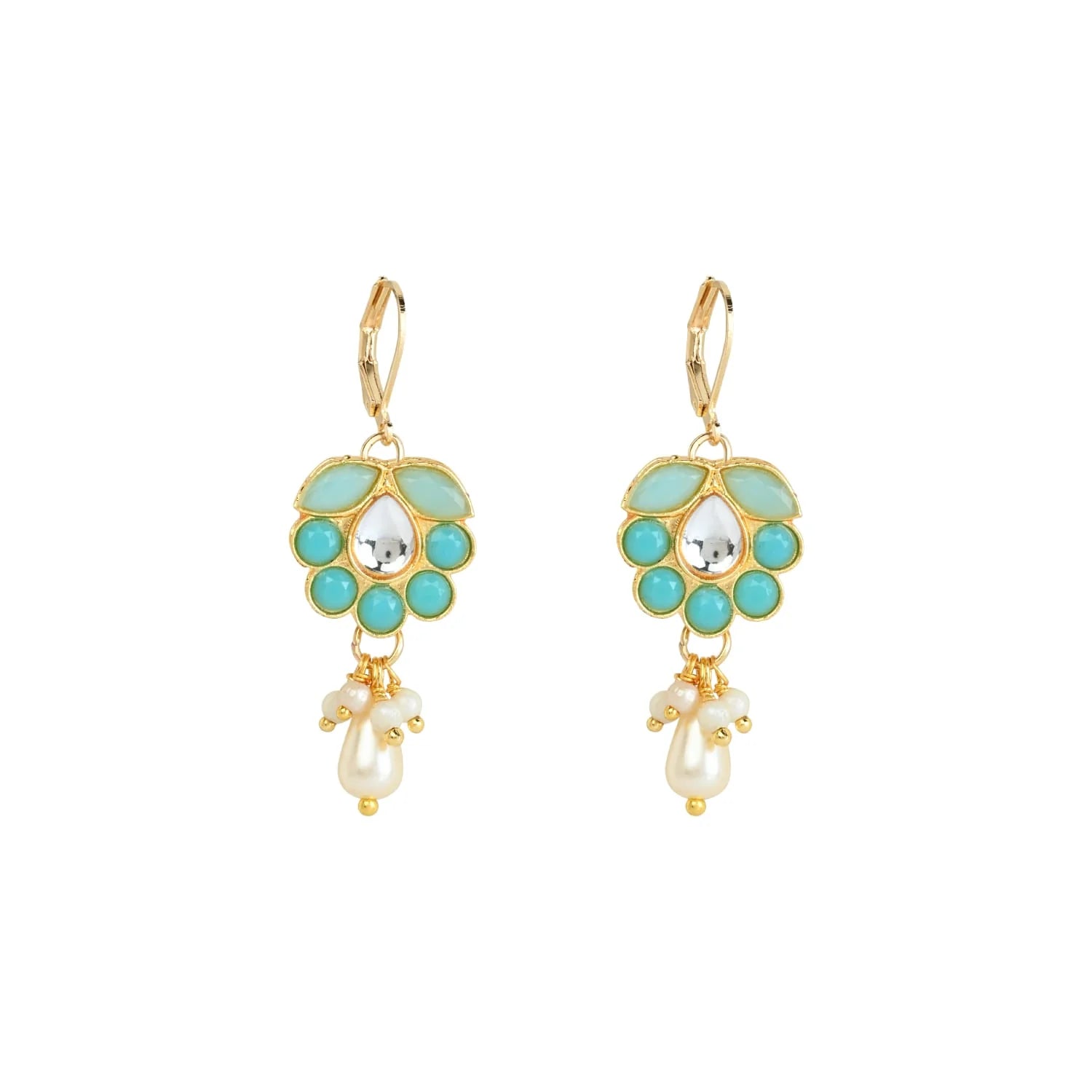 Kids Ethnic Kundan Earrings - Turquoise blue