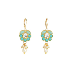 Kids Ethnic Kundan Earrings - Turquoise blue