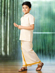 Tissue Jari Shirt Dhoti Set - Gold