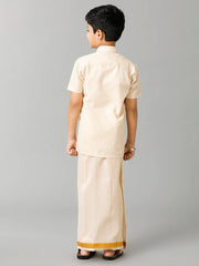 Tissue Jari Shirt Dhoti Set - Gold