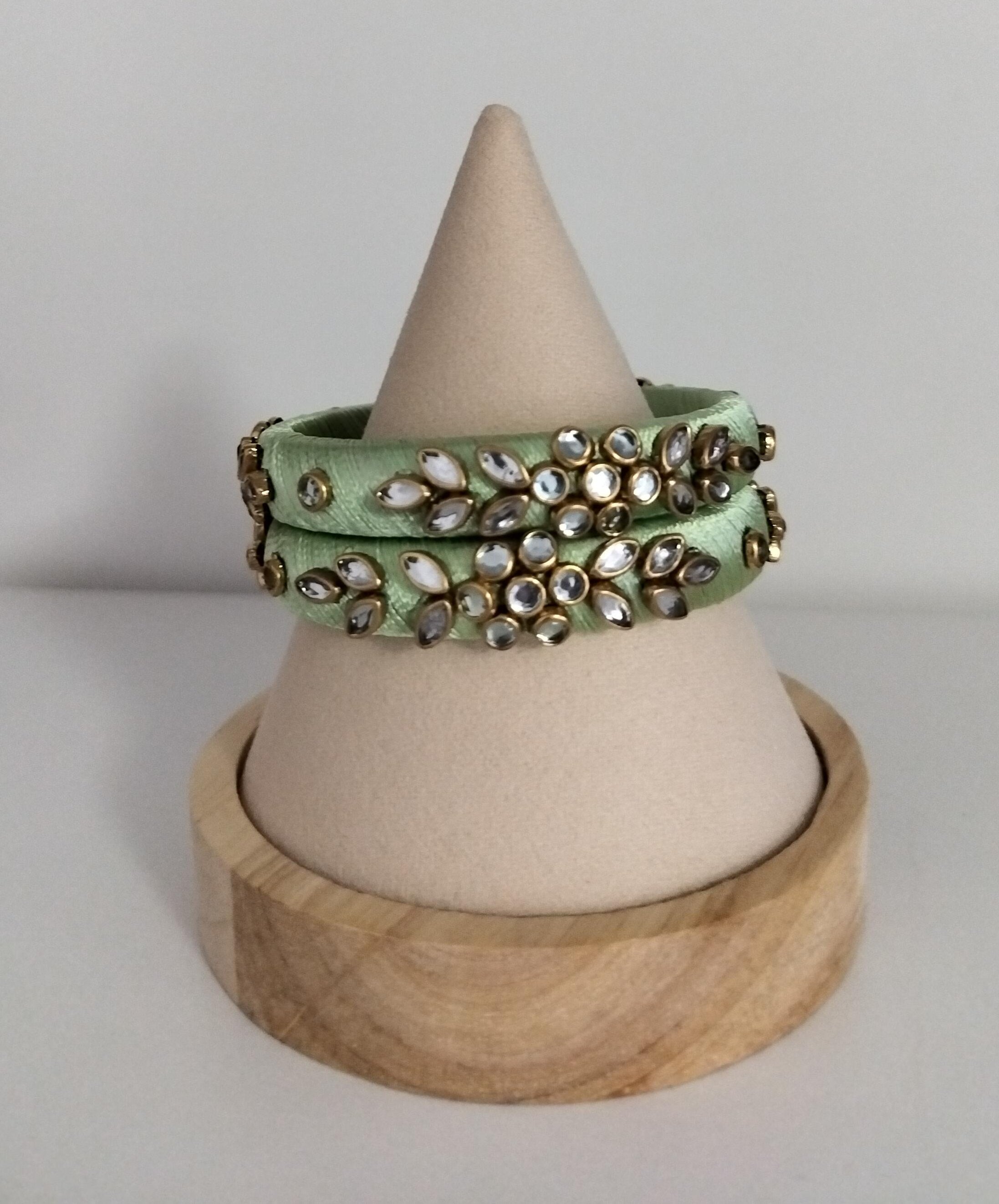 Silk Thread  Kundan Bangles - Set of 2