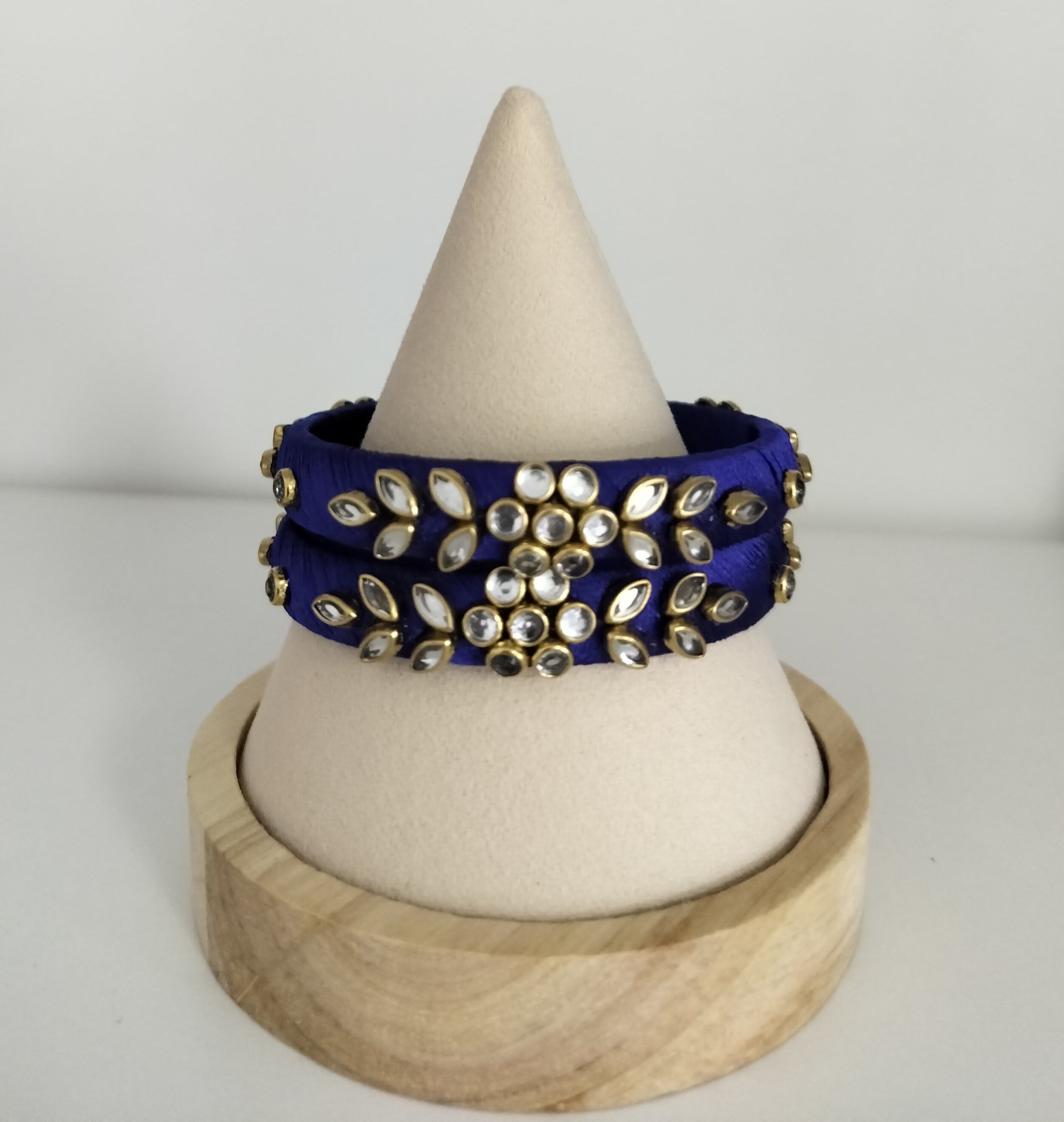 Silk Thread  Kundan Bangles - Set of 2