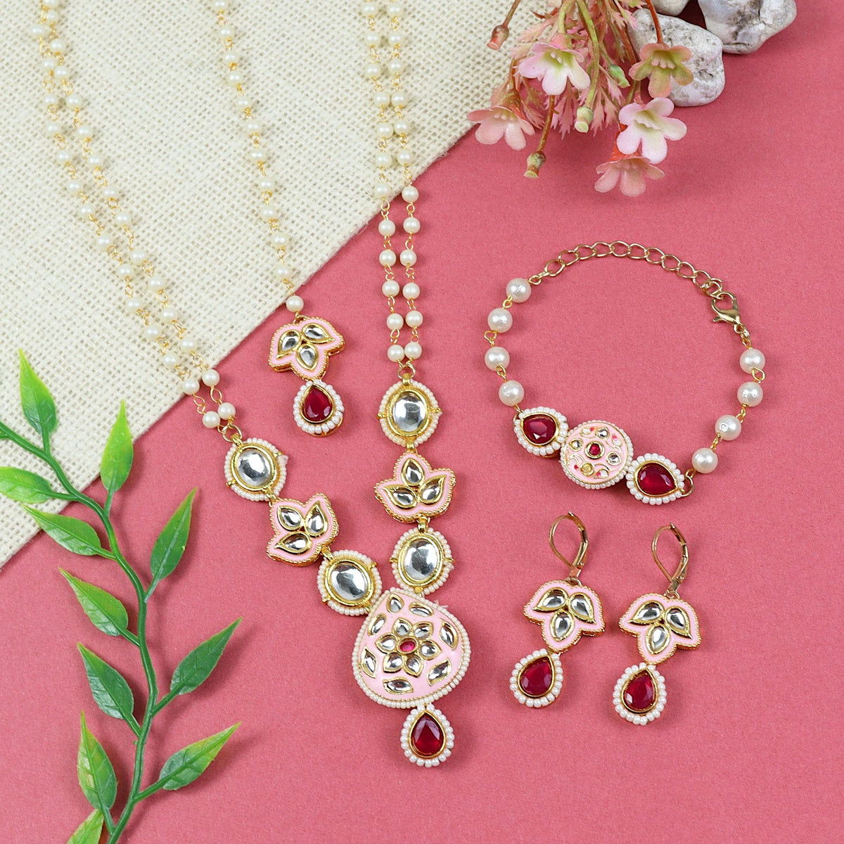 Meenakari -Kundan Stone Ethnic Jewellery Set for Girls