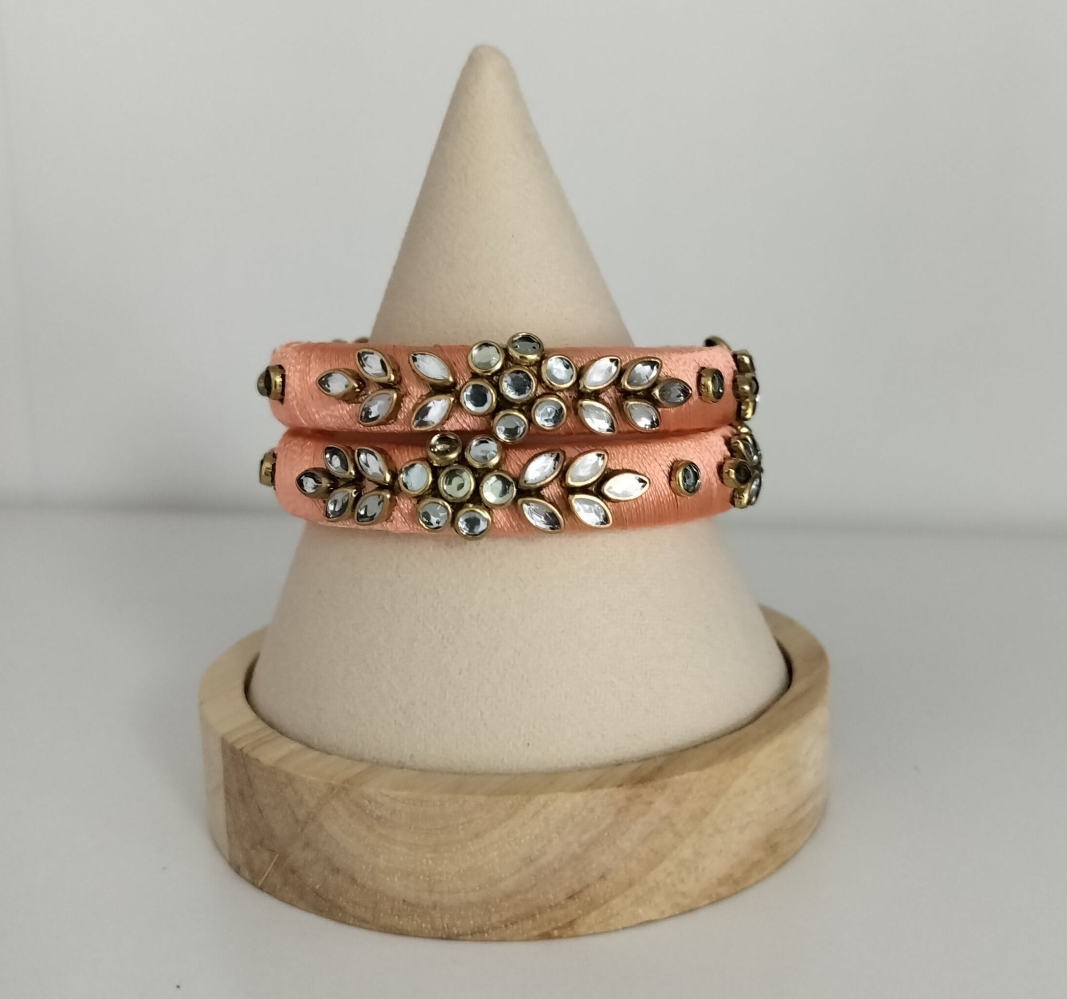 Silk Thread  Kundan Bangles - Set of 2