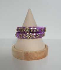 Silk Thread  Kundan Bangles - Set of 2
