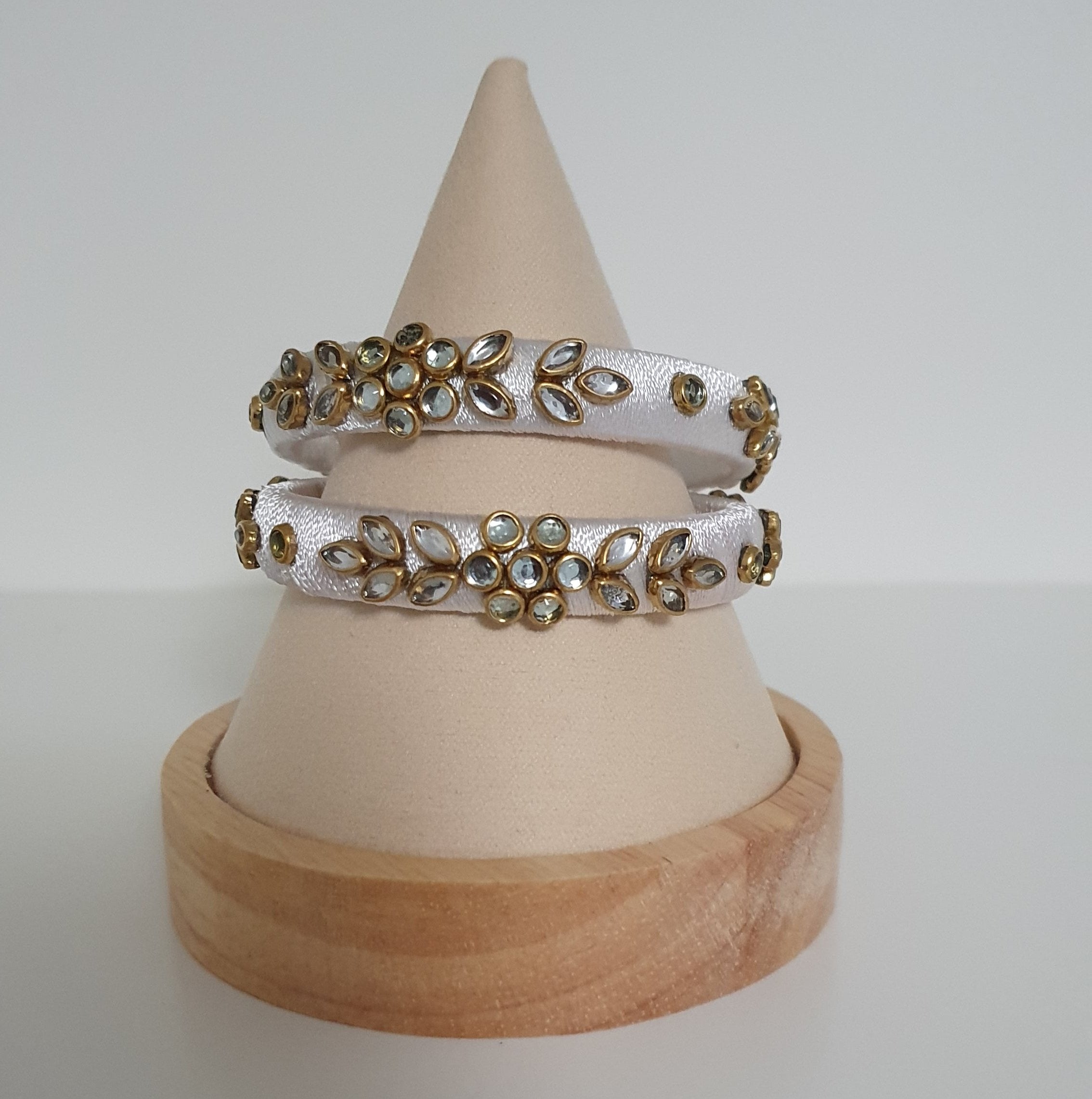 Silk Thread  Kundan Bangles - Set of 2